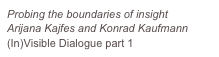 Probing the boundaries of insight
Arijana Kajfes and Konrad Kaufmann
(In)Visible Dialogue part 1