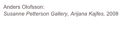 Anders Olofsson:
Susanne Petterson Gallery, Arijana Kajfes, 2008

