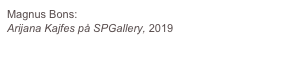 Magnus Bons:
Arijana Kajfes på SPGallery, 2019

